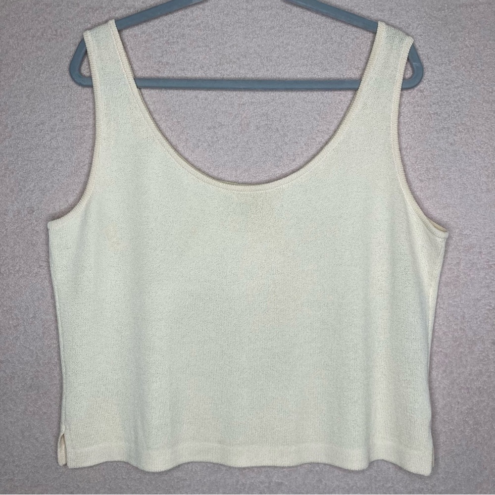 St. John Knit Tank Top Women’s L Cream/Ivory Spring Designer Luxury Summer Fall
